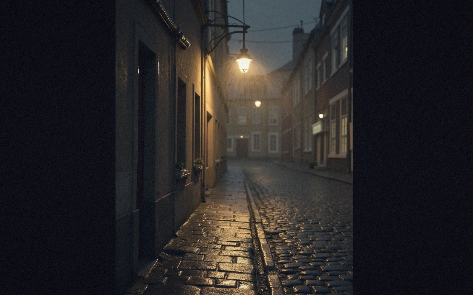 Candlelit still life evoking rain, candlelight and steel in the film's look