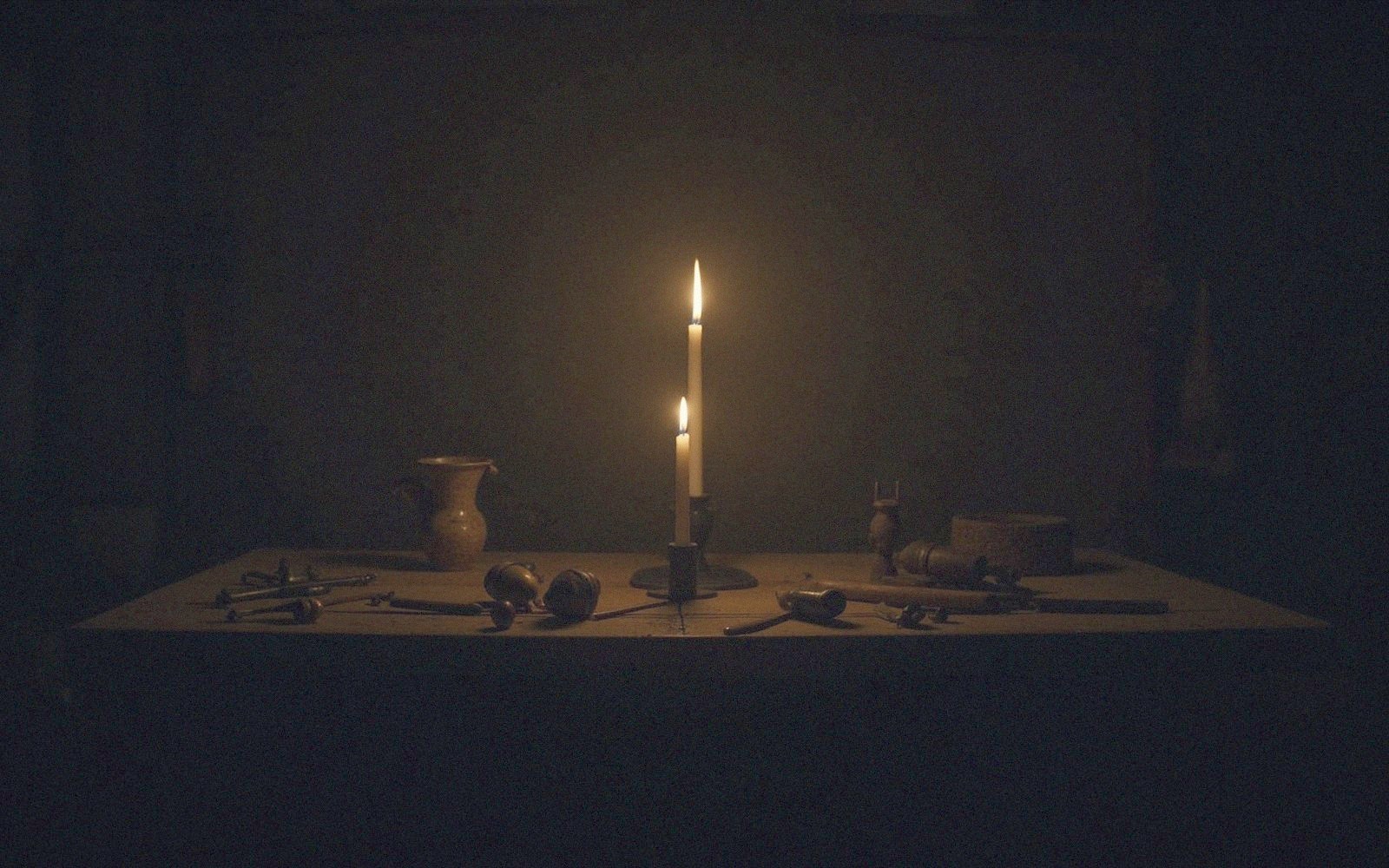 Candlelit still life evoking how the film was made