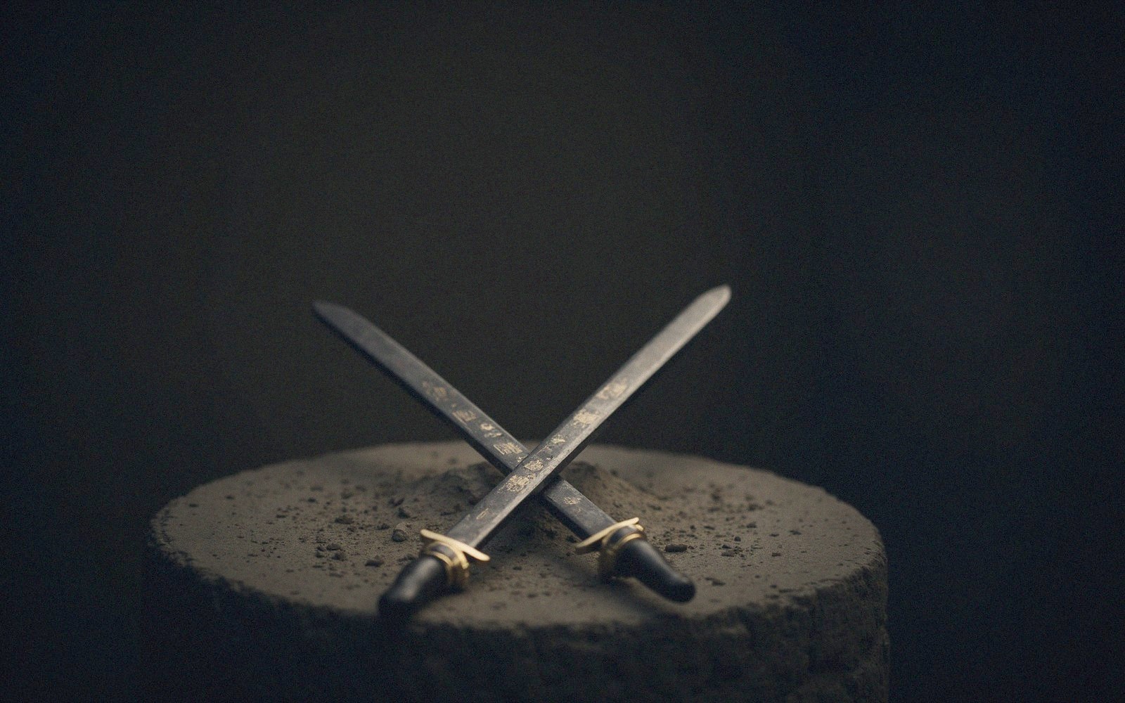 Candlelit still life evoking swordplay versus stunt work in the film